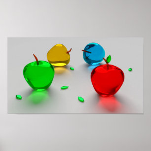 Poster Pommes en verre colorées brillantes de fruit