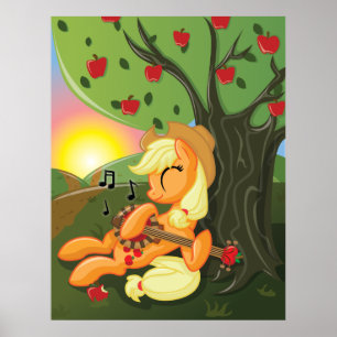 Poster Pommes et Banjos à l'affiche du coucher du soleil