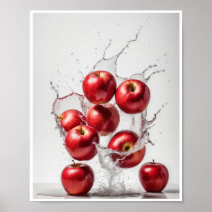 Poster Pommes rouges avec paroi Arrière - plan blanche éc