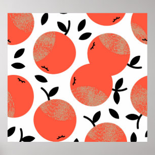 Poster Pommes rouges : Motif texturé doré.