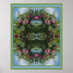 Poster Pommes rouges sur la peinture de l'arbre Abstrait