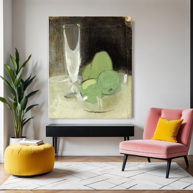 Poster Pommes vertes et verre de champagne, H.Schjerfbeck (Créateur téléchargé)