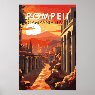 Poster Pompéi Campanie Italie Voyage Art Rétro
