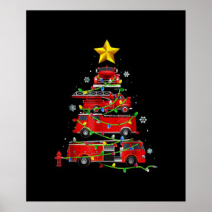 Poster Pompier Camion Arbre de Noël Hommes Femmes