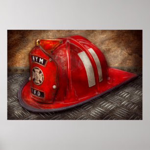 Poster Pompier - Casquette - Un rêve d'enfance