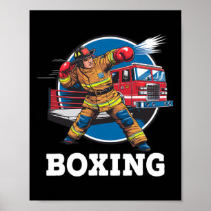 Poster Pompier Jouer Boxe Pompier Sport