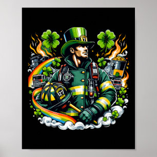 Poster Pompier Jour de la Saint Patrick Hommes Pompiers i