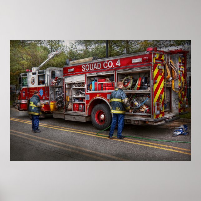 Poster Pompiers - Camion moderne (Devant)