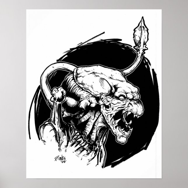 POSTER POMPKINHEAD NOIR ET BLANC (Devant)