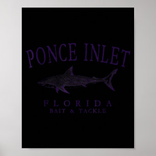 Poster Ponce inlet floride requin vintage prune art pêche