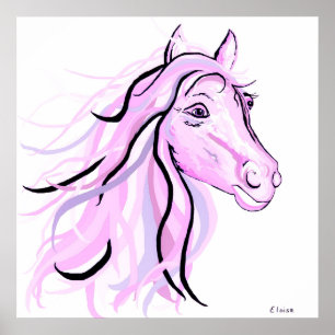 Poster Poney assez rose