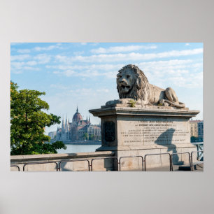 Poster Pont à chaînes Széchenyi et Parlement de Budapest