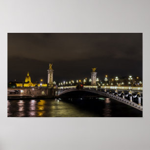 Poster Pont Alexandre III and Invalid at night