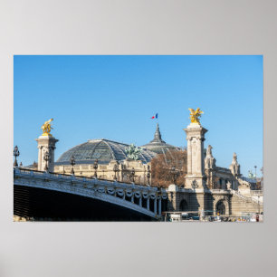 Poster Pont Alexandre III et Grand Palais un jour ensolei