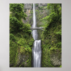 Poster Pont au-dessus du paysage des chutes d'eau