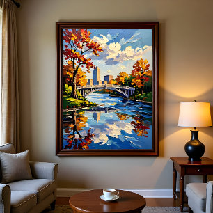 Poster Pont blanc d'Indianapolis sur la rivière White