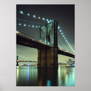 Poster Pont Brooklyn la nuit Pont Manhattan