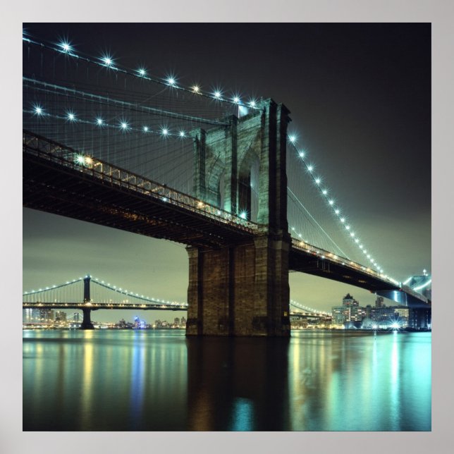 Poster Pont Brooklyn la nuit Pont Manhattan (Devant)