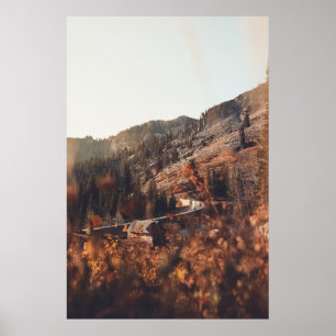 Poster PONT Brown EN BOIS SUR LA MONTAGNE ROCHEUSE BROWN 