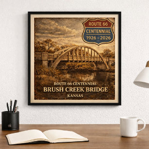 Poster Pont Brush Creek de la route 66 du Kansas