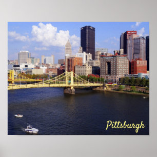 Poster Pont Clemente de Pittsburgh Skyline Allegheny Rive