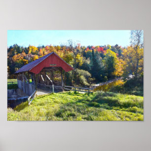 Poster Pont couvert au hasard en automne, Vermont