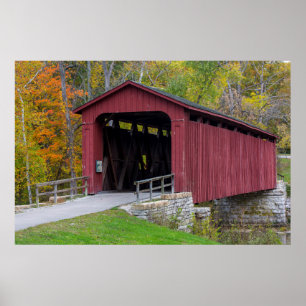 Poster Pont couvert de Cataract au-dessus du ruisseau Mil