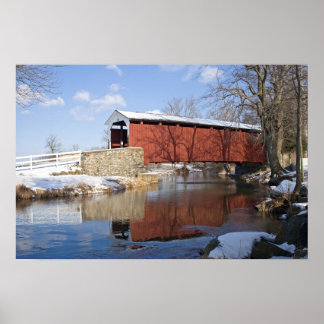 Poster Pont couvert en hiver