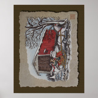 Poster Pont couvert et traîneau