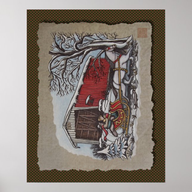 Poster Pont couvert et traîneau (Devant)