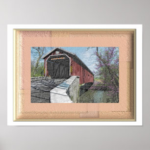 Poster Pont couvert - Lancaster PA - Art print
