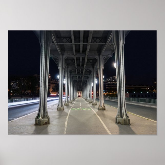 Poster Pont de Bir-Hakeim la nuit - Paris, France (Devant)