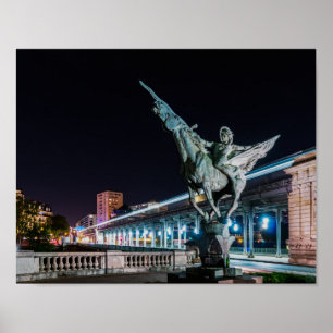 Poster Pont de Bir-Hakeim la nuit - Paris, France
