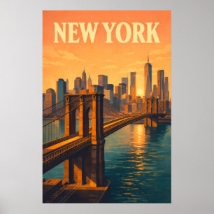 Poster Pont de Brooklyn NYC Voyage New York Vintage