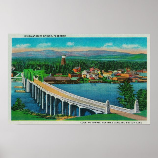 Poster Pont de la rivière Siuslaw à Florence, Oregon (Devant)