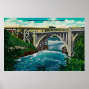 Poster Pont de la rue Monroe et chutes sur la rivière Spo