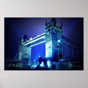 Poster Pont de la Tour de Londres la nuit bleue