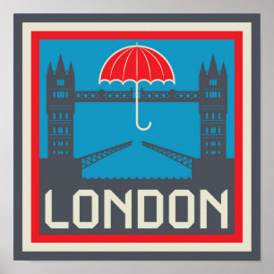Poster Pont de Londres avec parapluie