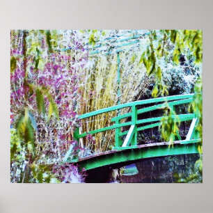 Poster Pont de Monet avec fleurs