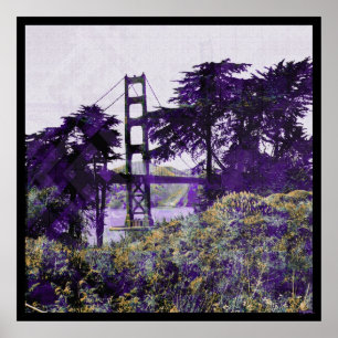 Poster Pont de soleil magique violet_saumon