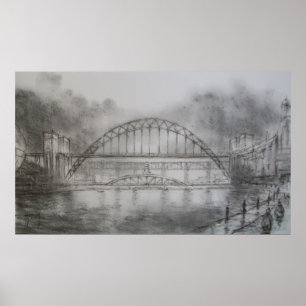 Poster Pont de Tyne de la copie de Newcastle de bord du