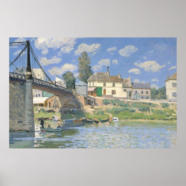 Poster Pont de Villeneu par Sisley Impressionist Paint (Devant)