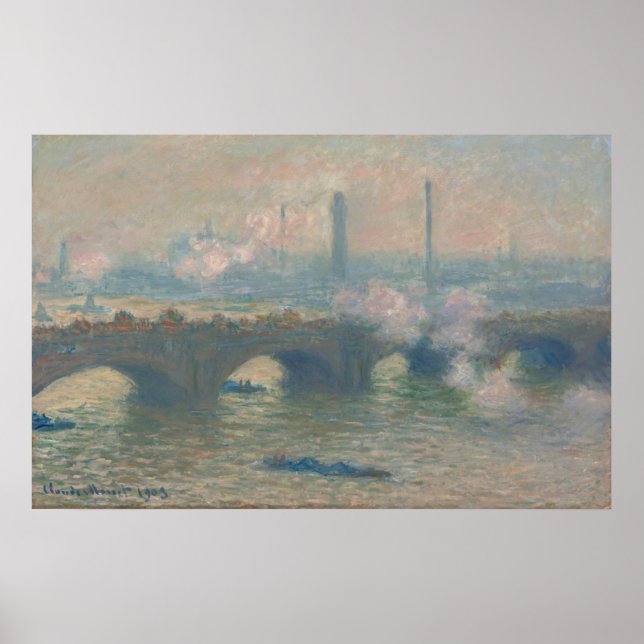 Poster Pont de Waterloo, Gray Day - Claude Monet Fine Art (Devant)