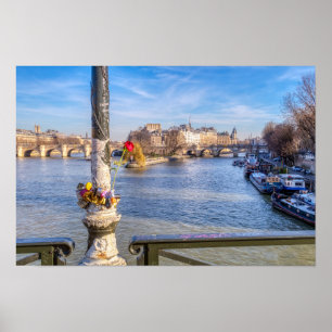 Poster Pont des Arts le jour de la Saint Valentin - Paris