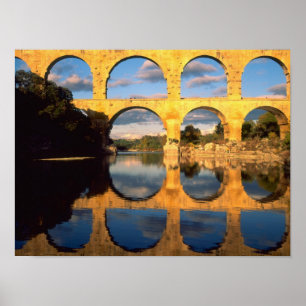 Poster Pont du Gard, rivière Gardon, Gard, Languedoc,