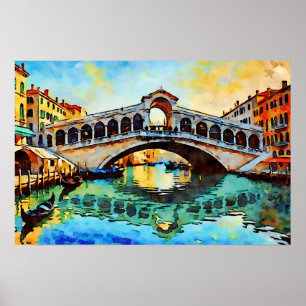 Poster Pont du Rialto aquarelle