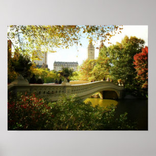 Poster Pont en Automne, Central Park, NYC, Moyen