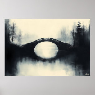 Poster Pont énigmatique au milieu de reflets brumeux en N