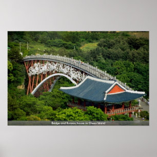 Poster Pont et maison coréenne en île de Chesu