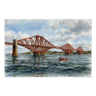 Poster Pont ferroviaire historique du Forth en Écosse à l